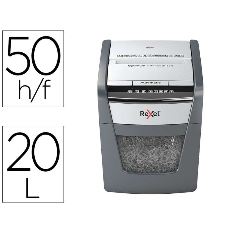 Destructora de documentos rexel optimum autofeed+ 50x eu capacidad de corte 50 hojas destruye grapas y clips