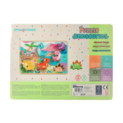 Puzle infantil imaginovo madera 3d dinosaurios +12 meses 8 piezas 29,5x22x1,7cm