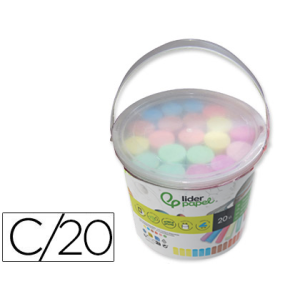 Tiza color liderpapel para suelo cubilete de 20 unidades colores surtidos