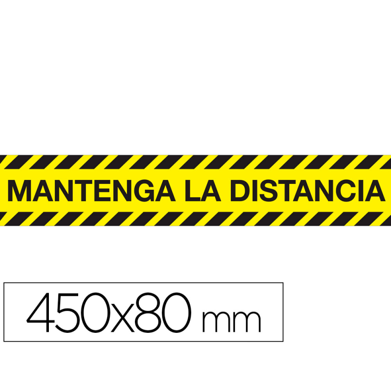 Cinta adhesiva de señalizacion mantenga la distancia de seguridad pvc 165 mc 450x80 mm