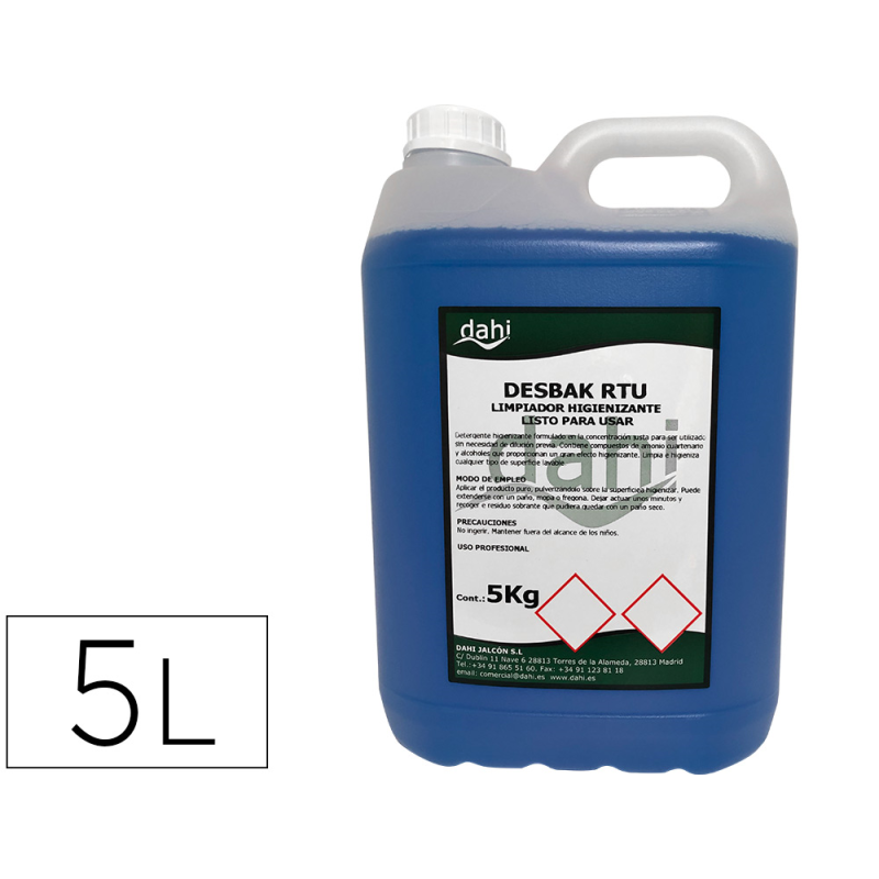 Limpiador bactericida dahi desbak azul garrafa 5 litros