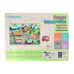 Puzle infantil imaginovo madera 3d vehiculos +12 meses 8 piezas 29,5x22x1,7cm