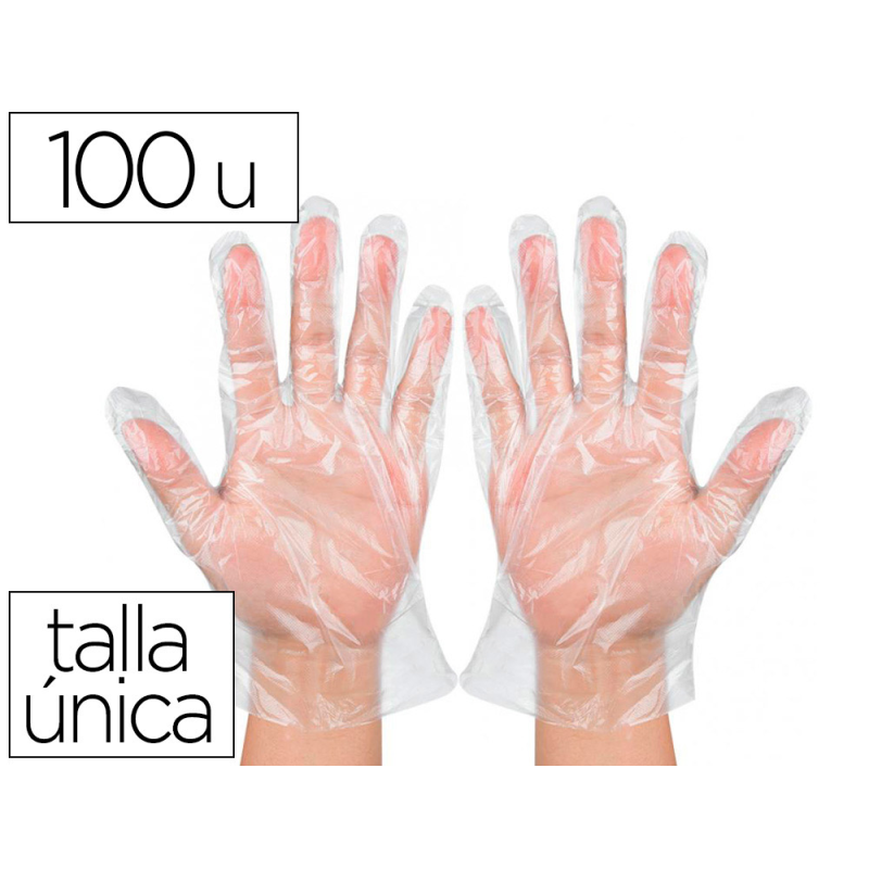 Guantes de plastico desechable para trabajos de corta duracion bolsa de 100 unidades talla unica
