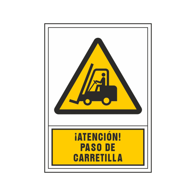 Pictograma syssa señal de advertencia atencion! paso de carretilla en pvc 245x345 mm