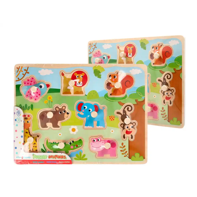 Puzle infantil imaginovo madera animales +18 meses 9 piezas 30x22,5x1,5cm