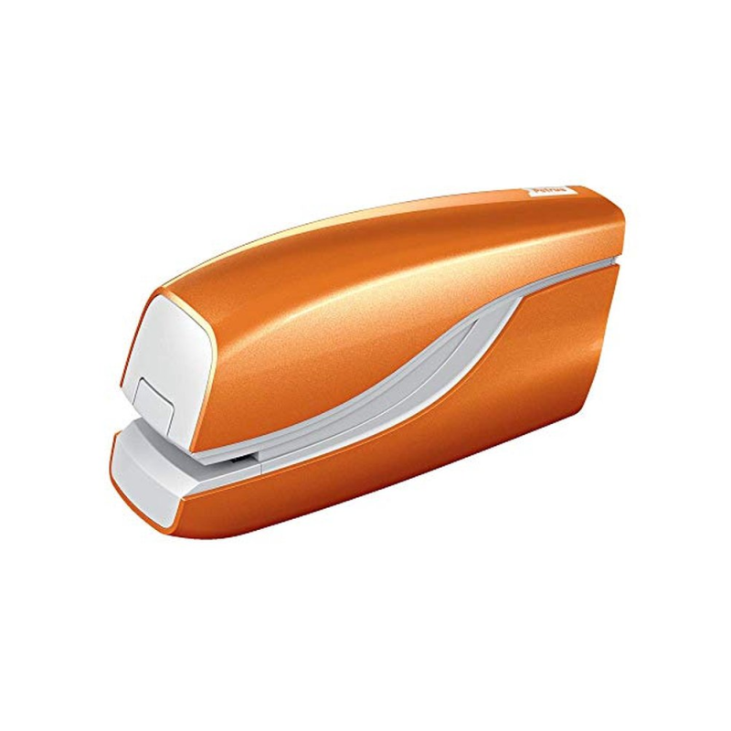 Grapadora petrus electrica e-310 wow naranja metalizado capacidad 12 hojas usa grapa nº 10