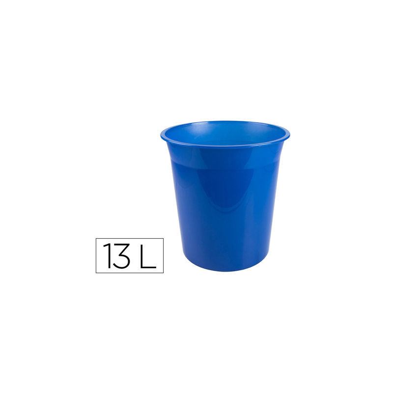 Papelera plastico q-connect azul translucido 13 litros 275x285 mm