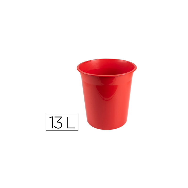 Papelera plastico q-connect rojo opaco 13 litros 275x285 mm