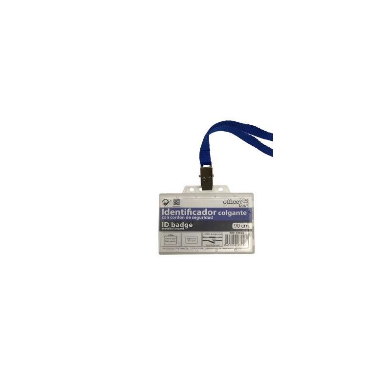 Identificador con cordon office box con cordon de seguridad azul