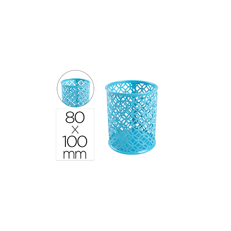 Cubilete portalapices q-connect turquesa metal redondo diametro 80 mm alto 100 mm