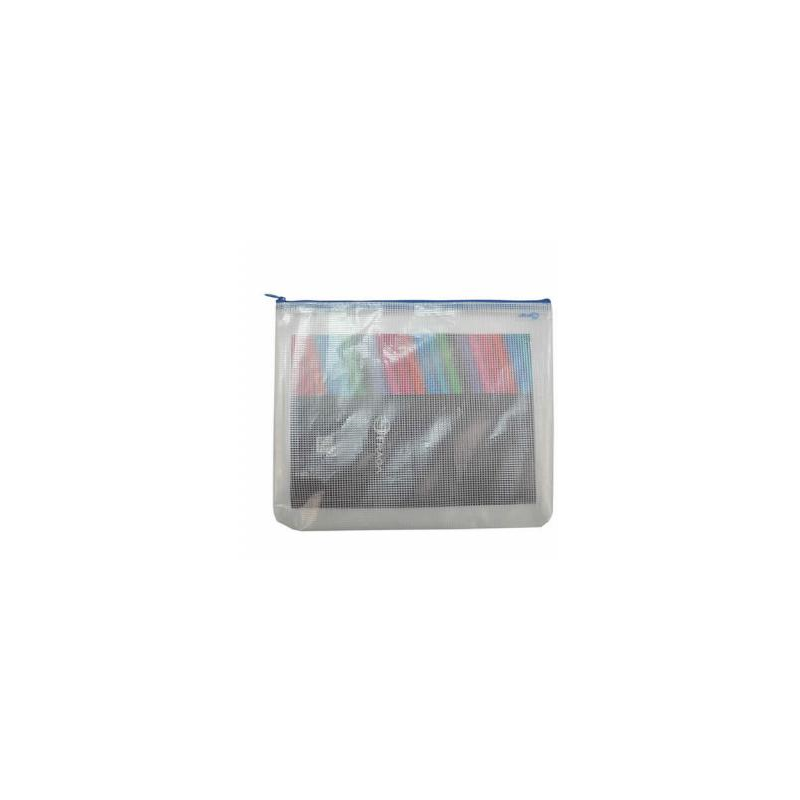 Bolsa multiusos office box malla din a4 con cremallera azul 280x345 mm