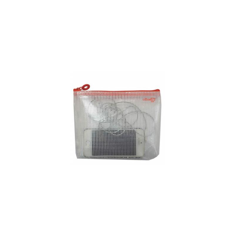 Bolsa multiusos office box malla din a6 con cremallera rojo 145x180 mm