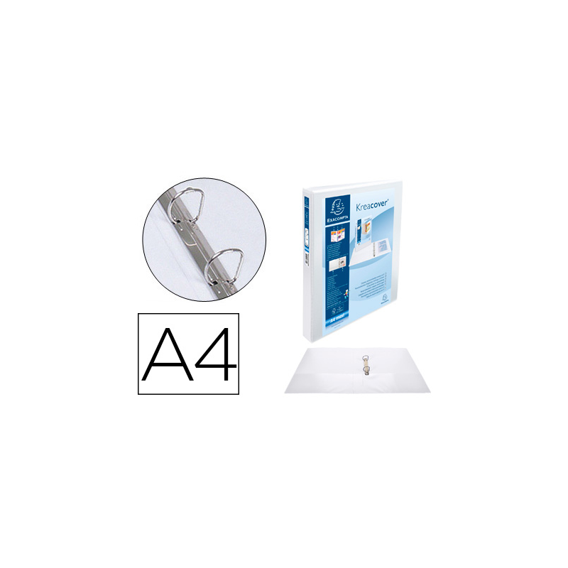 Carpeta exacompta canguro 2 anillas 30 mm din a4+ carton forrado polipropileno personalizable 3 bolsillos