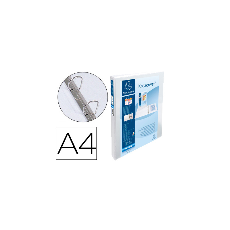 Carpeta exacompta canguro 2 anillas 16 mm din a4+ carton forrado polipropileno personalizable 3 bolsillos