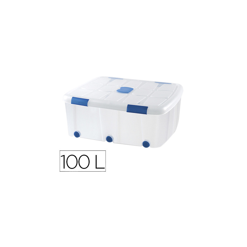 Contenedor plastico plasticforte 100 litros n 15 transparente con tapa 330x800x600 mm