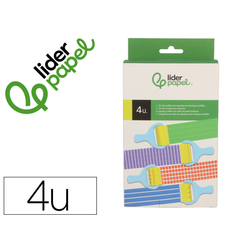 Esponja manualidades liderpapel rodillo con texturas goma foam caja con 4 unidades