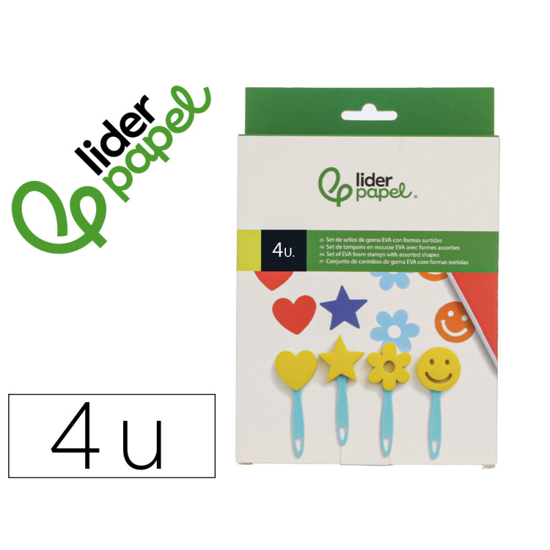 Esponja manualidades liderpapel espatula con formas goma eva caja con 4 unidades
