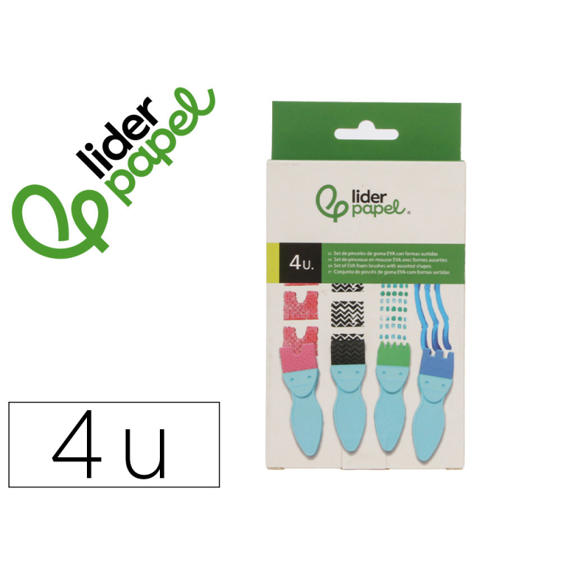 Esponja manualidades liderpapel pincel con formas goma eva caja con 4 unidades