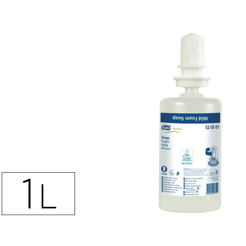 Jabon en espuma tork s4 rehidratante aroma delicado bote de 1000 ml