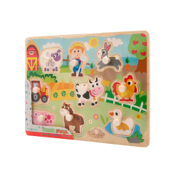 Puzle infantil imaginovo madera granja +18 meses 9 piezas 30x22,5x1,5cm