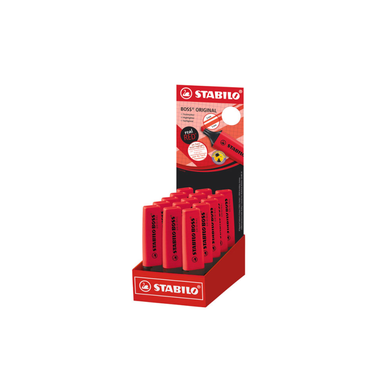 Rotulador stabilo boss fluorescente 70 rojo real expositor de 15 unidades