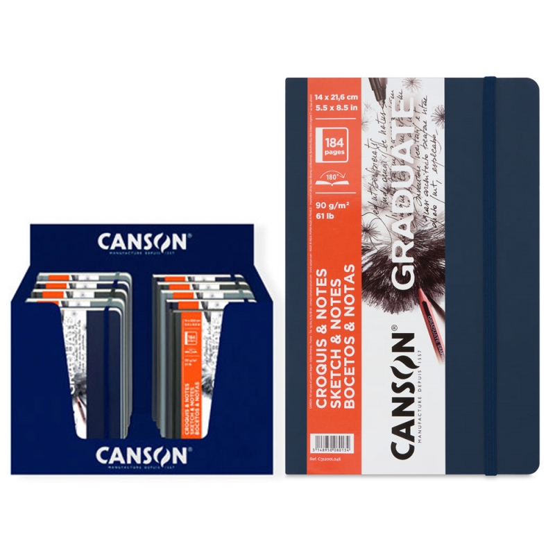 Cuaderno de bocetos canson art books graduate sketch 140x216 mm expositor de 10 unidades