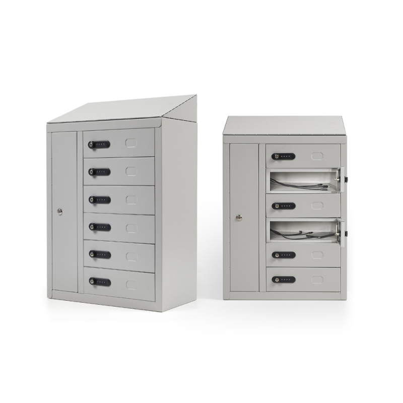 Armario metalico iorder para 32 moviles con cerradura combinacion numerica color gris metalizado 280x285x500