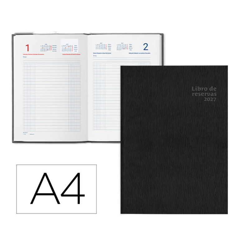 Libro de reservas liderpapel 2027 din a4 dos paginas dia 752 paginas papel blanco 70 g fsc