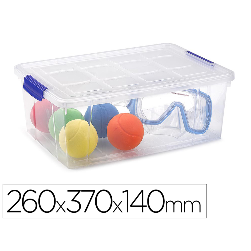Contenedor plastico plasticforte 9 litros n 29 transparente con tapa 260x370x140 mm