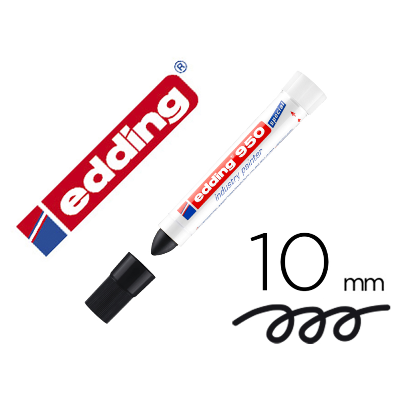 Marcador edding permanente 950 pasta opaca negra punta redonda 10 mm para superficies oxidadas/rugosas