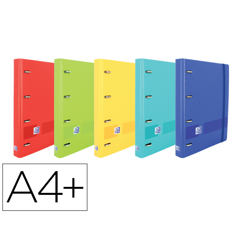 Carpeta con recambio oxford europeanbinder live&go din a4+polyfoam 4 anillas 35 mm cuadro 5 mm colores surtidos