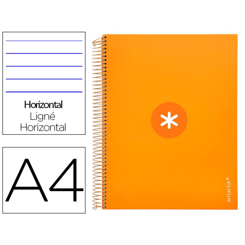 Cuaderno espiral a4 micro antartik tapa forrada 120h 90 gr horizontal 5 bandas 4 taladros color mostaza