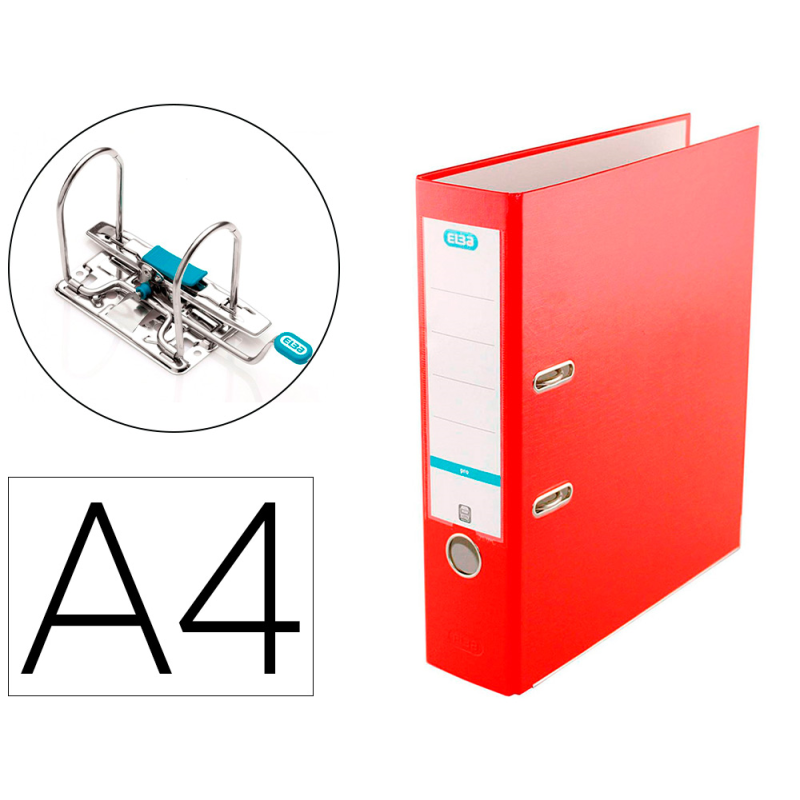 Archivador de palanca elba top carton compacto polipropileno con rado din a4 lomo de 80 mm rojo
