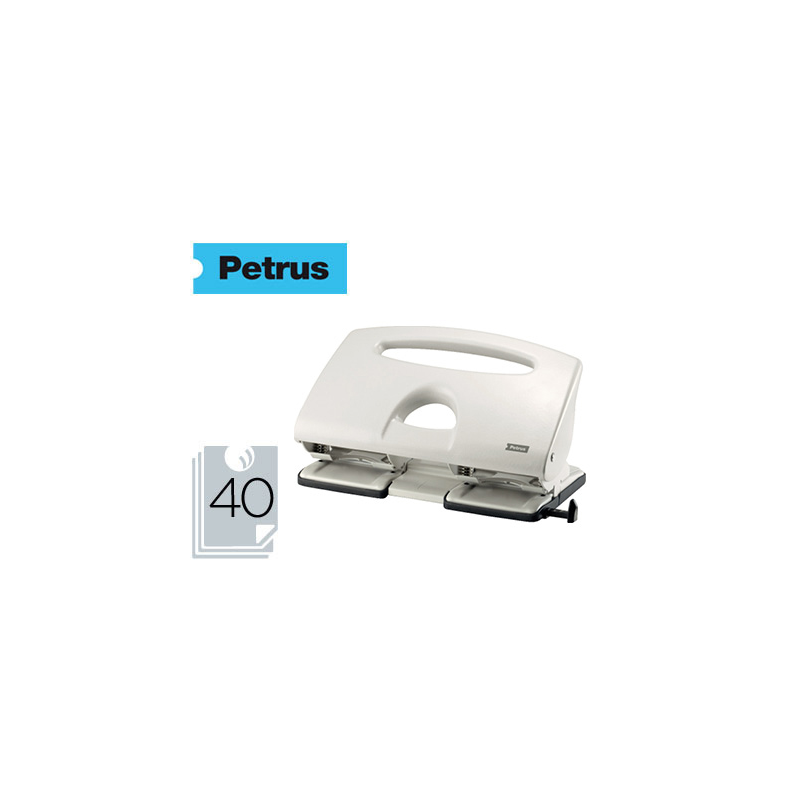 Taladrador petrus 505 metalico color gris 4 punzones capacidad 40 hojas