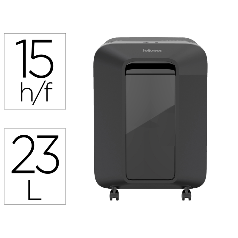 Destructora de documentos fellowes lx201 capacidad de 12h seguridad p5 grapas clips y tarjetas 23 litros negra