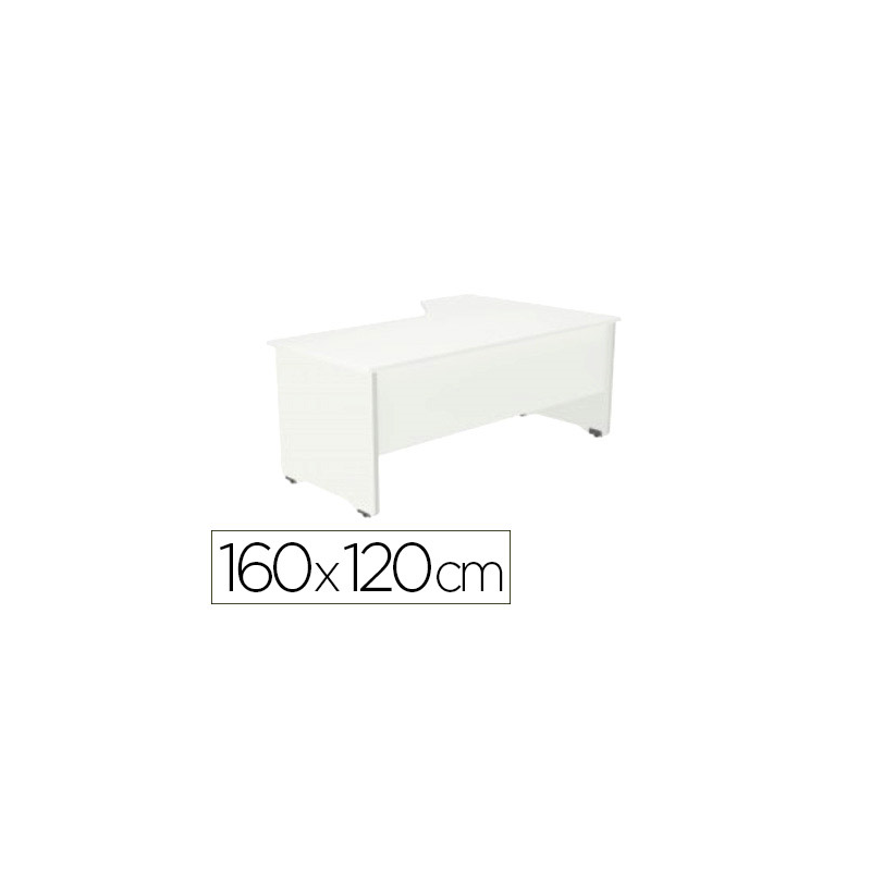 Mesa rocada serie work 160x110x76 cm izquierda acabado aw04 blanco/blanco