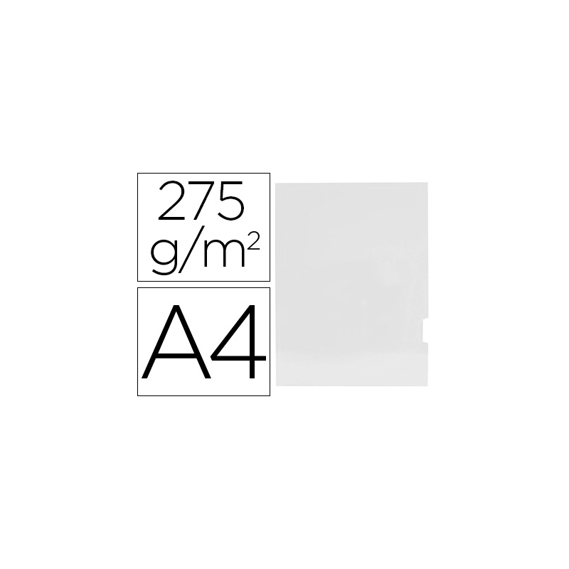 Subcarpeta cartulina gio plastificada presentacion 2 solapas din a4 blanco 275g/m2