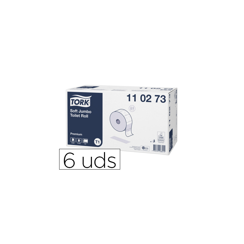 Papel higienico tork jumbo suave 2 capas 360 mt para dispensador t1 paquete de 6 rollos