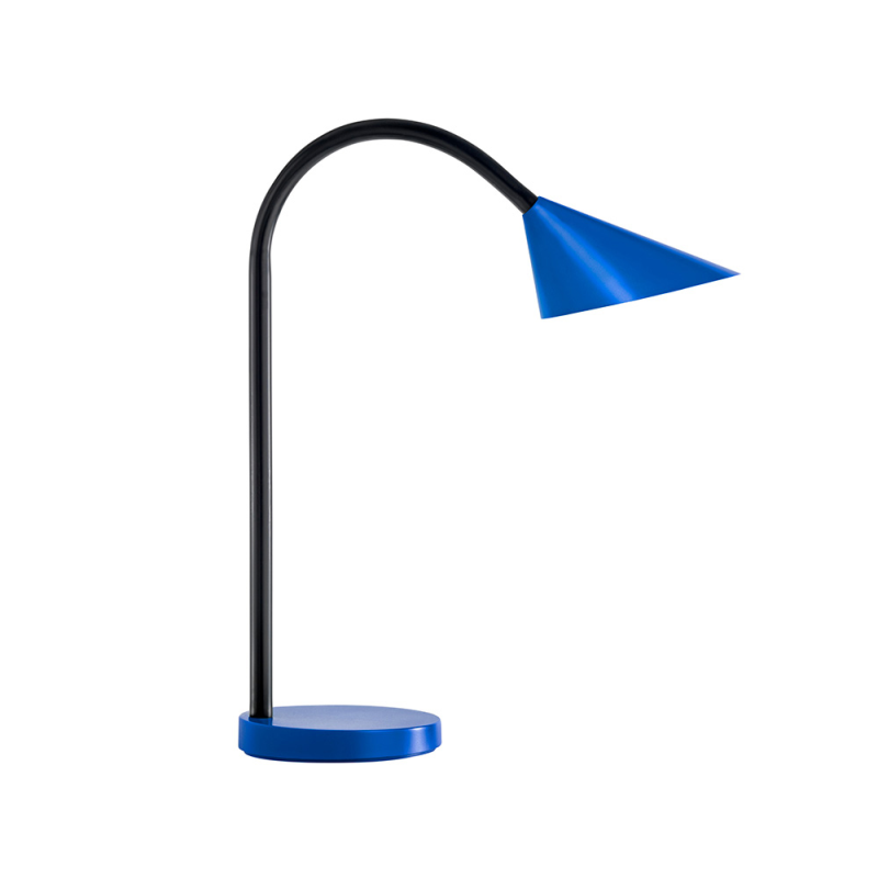 Lampara de escritorio unilux led 6w 625lm brazo flexible azul