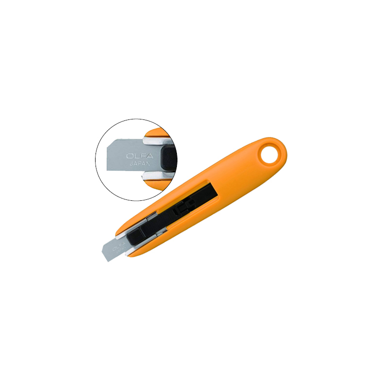 Cortador de seguridad olfa cuchilla ancha 12,5mm formato compacto con cuerpo de acero inoxidable