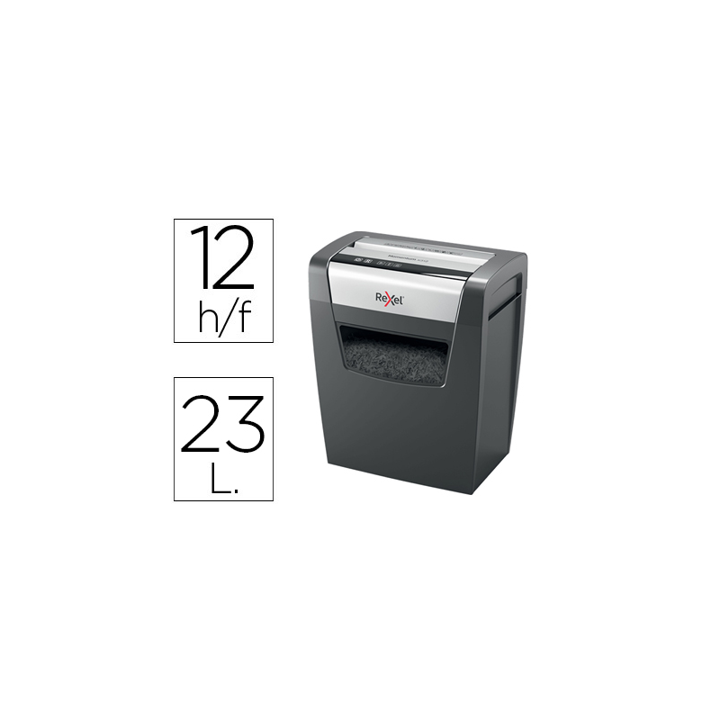 Destructora de documentos rexel momentum x312 capacidad de corte 12 hojas destruye grapas y clips papelera 23 l