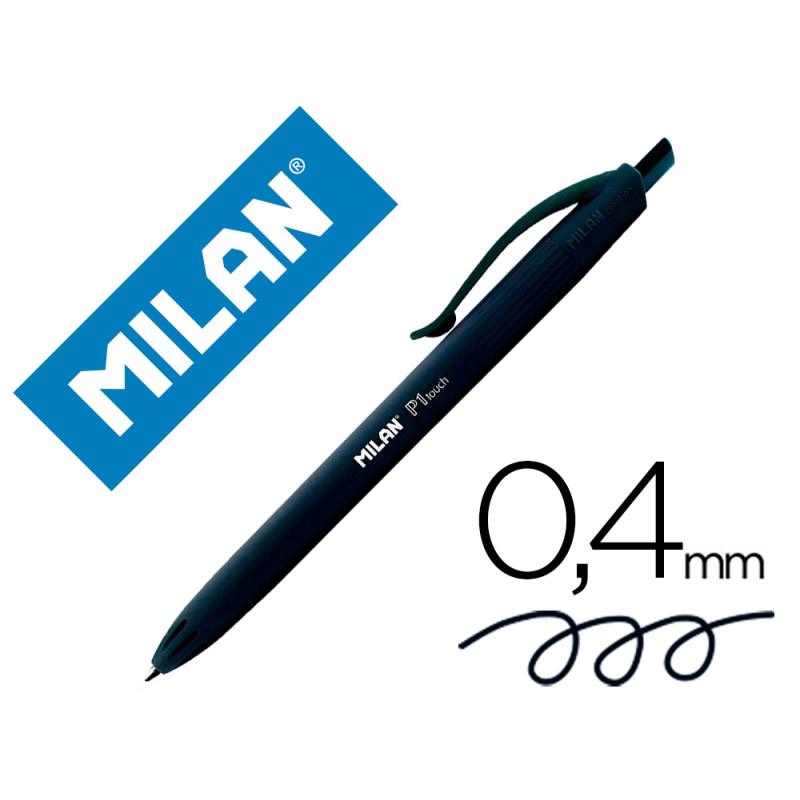 Boligrafo milan p1 retractil 1 mm touch negro