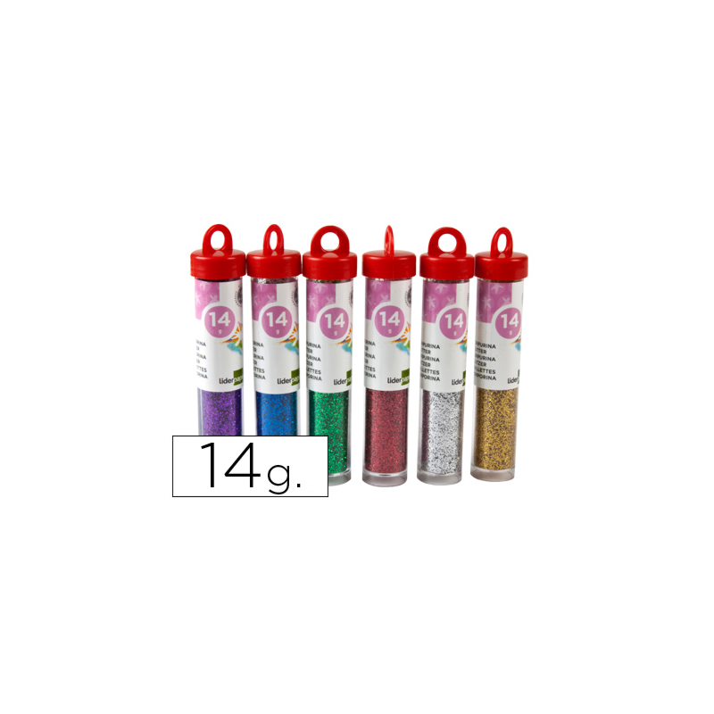 Purpurina liderpapel fantasia colores metalicos surtidos bote de 14 gr