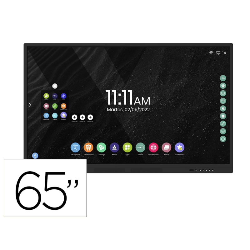 Pantalla interactiva rocada cristal templado 65/' multitactil wifi con altavoces usb thunderbolt