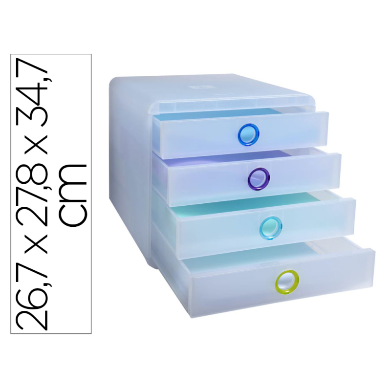 Fichero cajones sobremesa exacompta pop box translucido 4 cajones multicolor