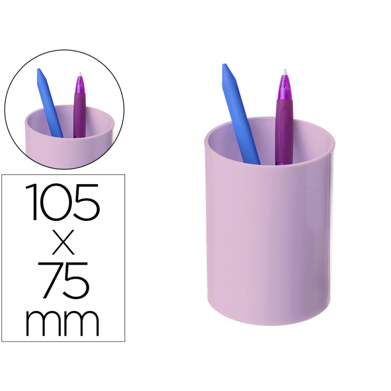 Cubilete portalapices archivo 2000 rosa pastel opaco plastico 100% reciclado diametro 75 mm alto 105 mm