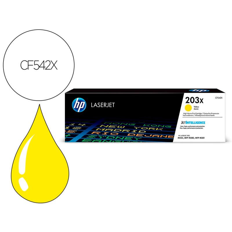 Toner hp laserjet 203x m254dw / 280nw / 281fdw amarillo 2500 paginas