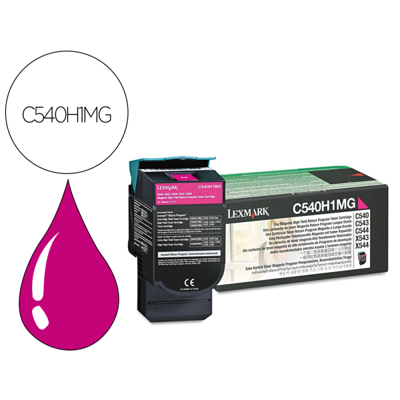 Toner lexmark laser c540h1mg c540 / c543 / c544 / x543 / x544 magenta 2000 paginas