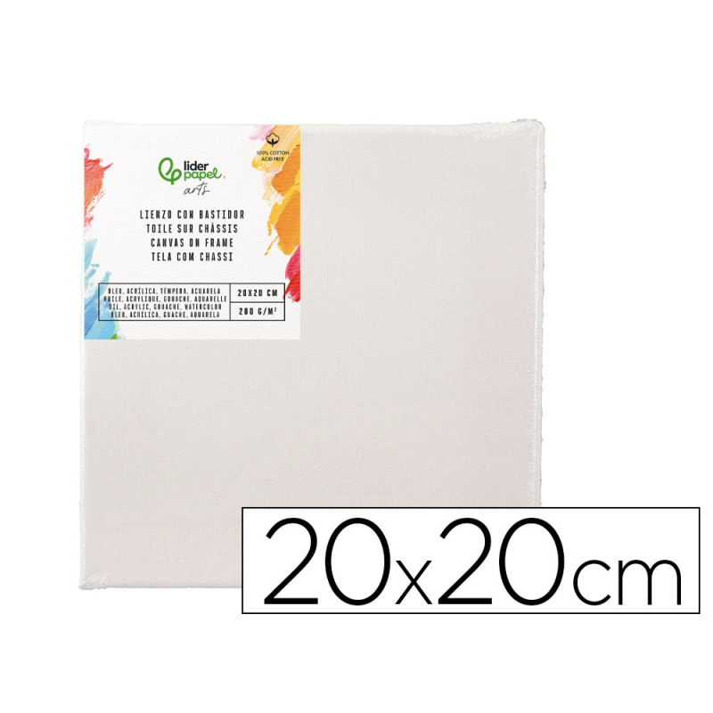 Bastidor liderpapel lienzo grapado trasero algodon 100% 20x20 cm
