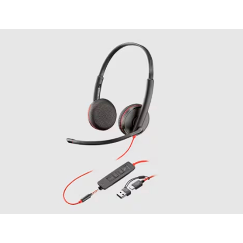Auricular plantronics blackwire 3320 diadema cable usb-c/a con microfono cert. microsoft teams